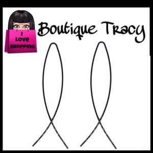 NEW Black Minimalist Wire Thread Fish Hoop Earring